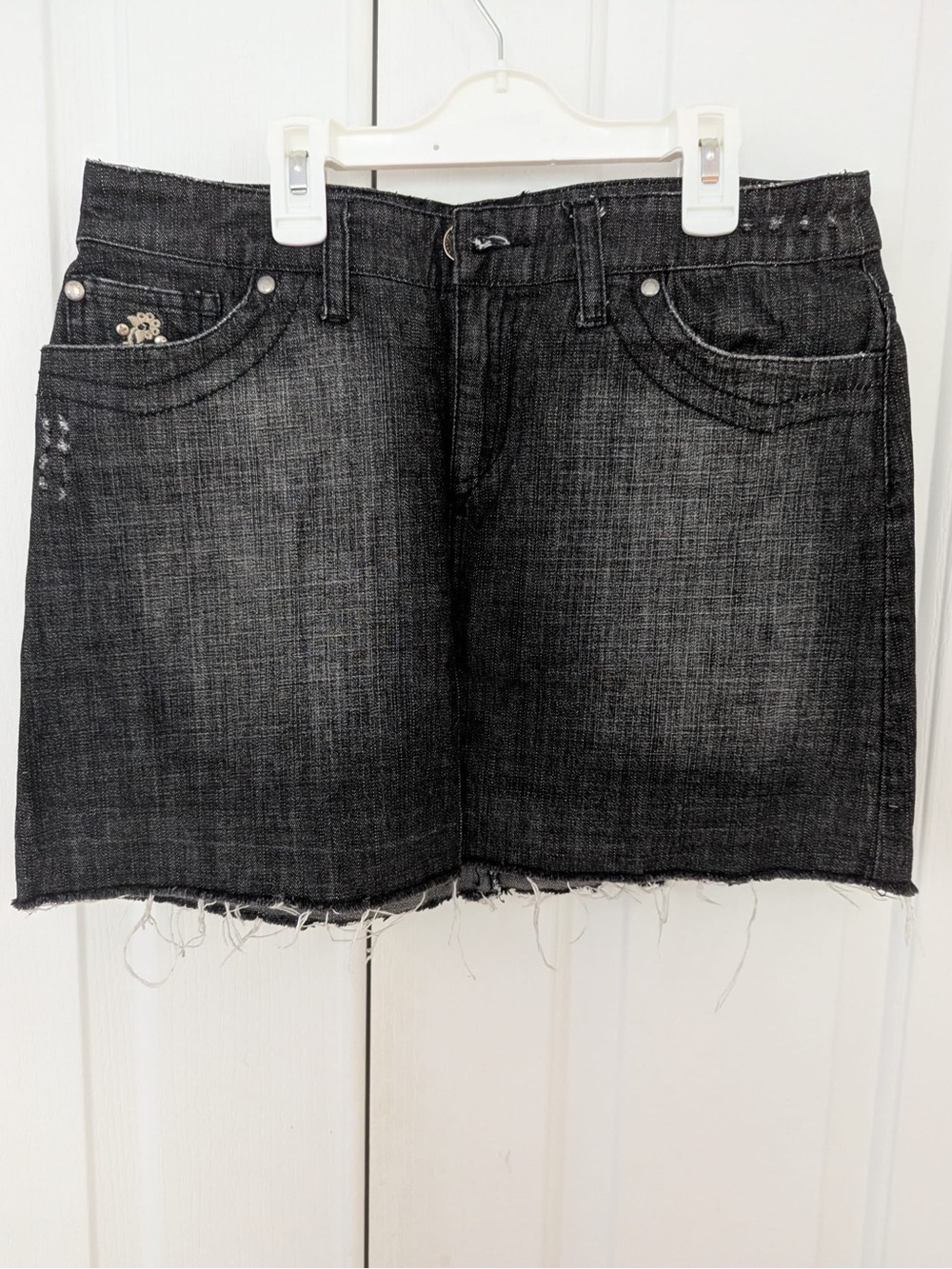 Mango Black Distressed Denim Mini Skirt - Women
